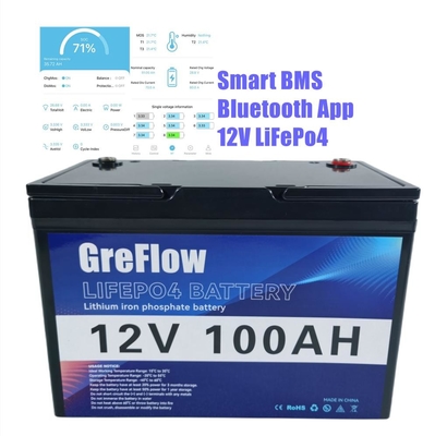Batería del litio Lifepo4 12v 100ah del OEM con Smart Bms IP65
